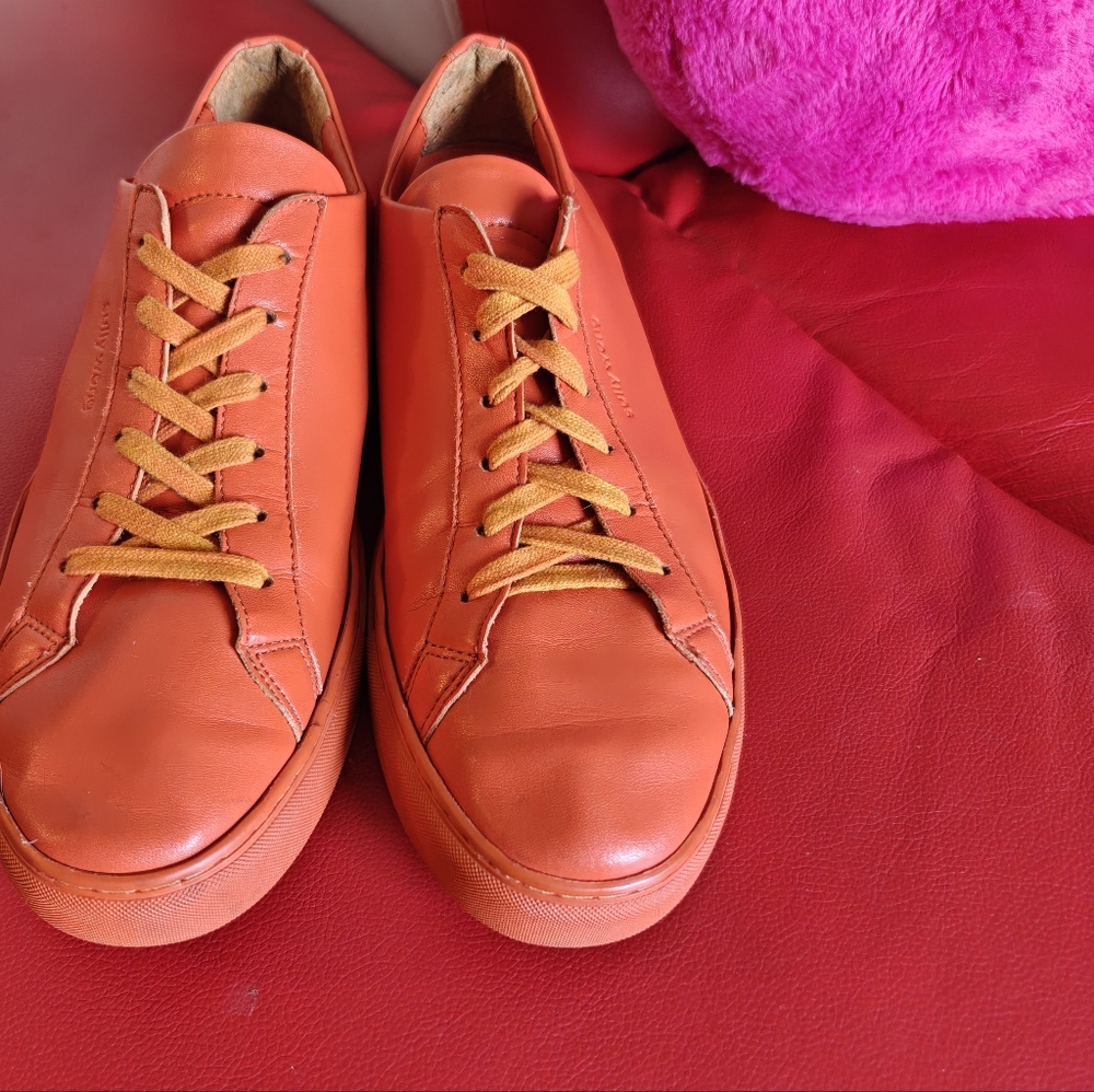 :10: Rare ✨ : Sully Wong Orange Leather Men's Sneakers.